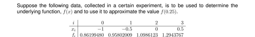 Question 2 35 Marks Suppose The Same Data In Question 1 Is To Be Used To Approximate The Value Of F 0 25 Using Least 2