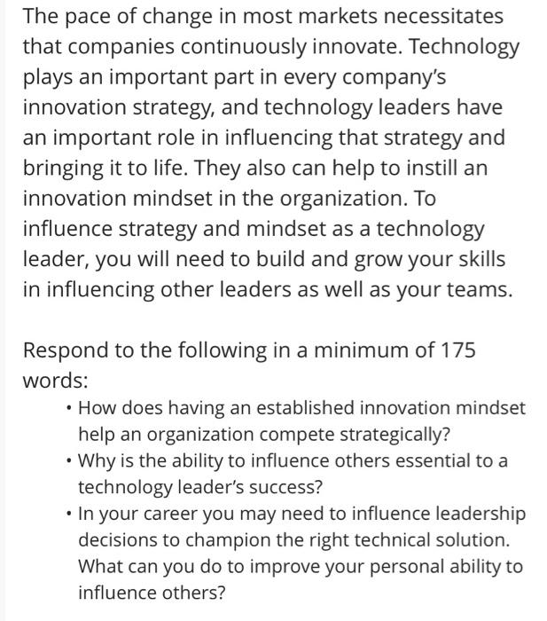 The Pace Of Change In Most Markets Necessitates That Companies Continuously Innovate Technology Plays An Important Part 1