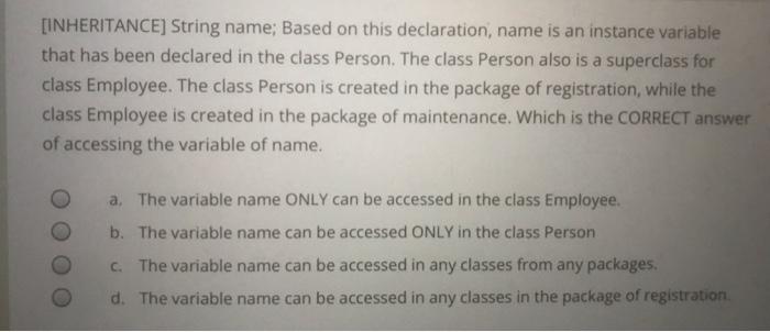 Inheritance Assume That We Have Two Classes Namely Staff And Part Timestaff The Class Staff Is An Abstract Class The 2