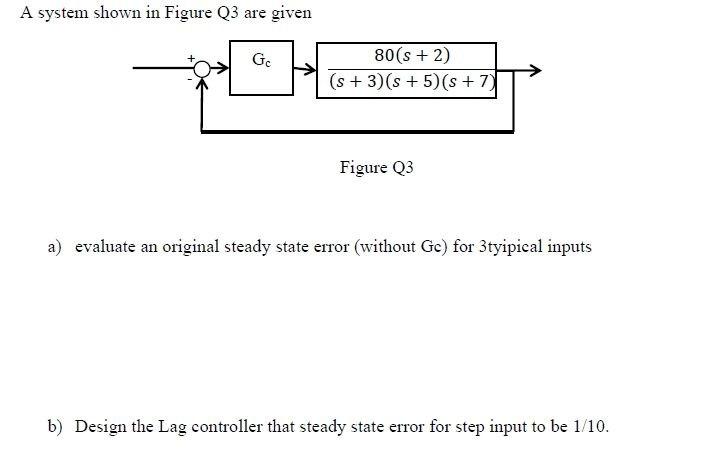 A System Shown In Figure Q3 Are Given Ge 80 S 2 S 3 S 5 S 7 Figure Q3 A Evaluate An Original Steady State 1