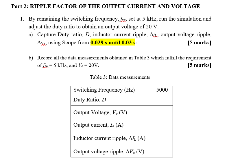 Help Me Guys To Do Matlab For Part 2 Based On Answer Part 1 Below Using Duty Ratio 0 5 Part 2 Part 1 1