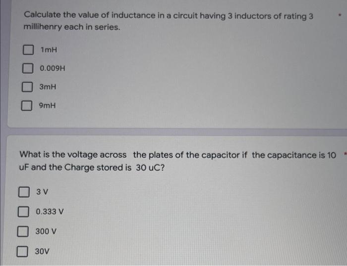 Calculate The Value Of Inductance In A Circuit Having 3 Inductors Of Rating 3 Millihenry Each In Series 1mh 0 009h 3mh 1