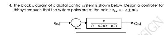 14 The Block Diagram Of A Digital Control System Is Shown Below Design A Controller For This System Such That The Syst 1