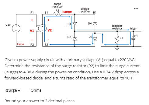 Vac P1 V1 Frgcruz P2 1 V2 Surge Resistor R2 Isurge D1 D3 Kf Bridge Rectifier B1 Rsurge Ohms Round Your An 1