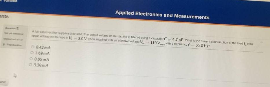 Ents Question 2 Stion Atu Wave Recter Supplies A Dc Load The Output Voltage Of The Rectifier Is Filtered Using A Capaci 1