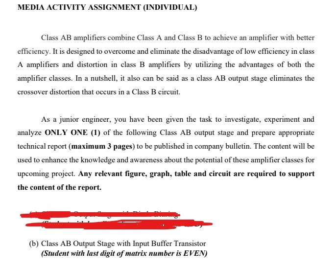 Media Activity Assignment Individual Class Ab Amplifiers Combine Class A And Class B To Achieve An Amplifier With Bett 1