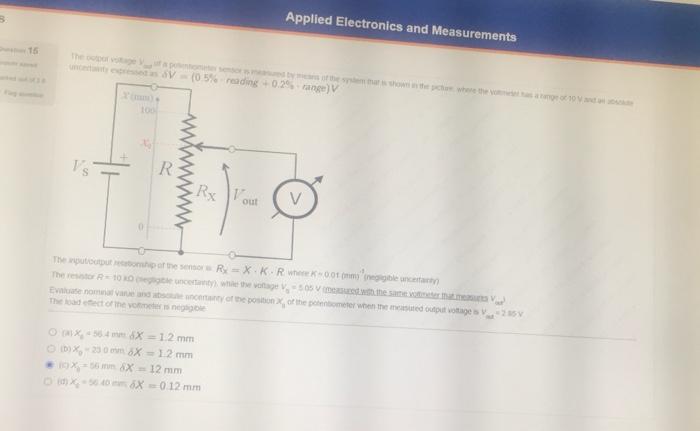 15 The Outpor Voltage A Potentiometer Sensor Is Measured By Mess Of The System That Is Shown In The Picture Where The Yo 1
