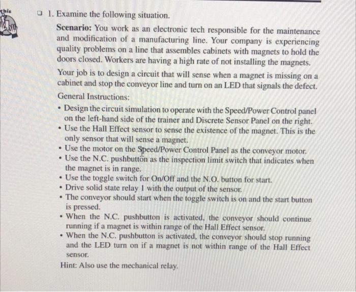 This Ling 1 Examine The Following Situation Scenario You Work As An Electronic Tech Responsible For The Maintenance A 1