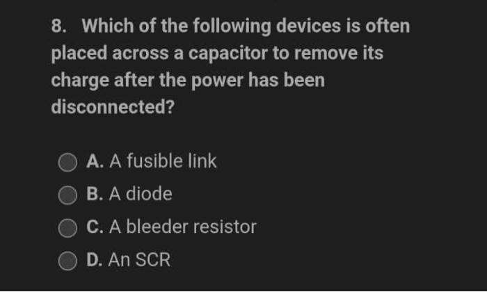 15 On An Electrolytic Or Paper Capacitor What Does The Black Band Indicate A That The Capacitor Is Color Coded To Mi 2
