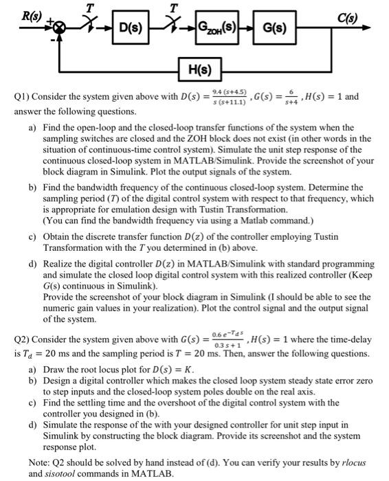 R S H D S G Oh S G S H S Q1 Consider The System Given Above With D S Answer The Following Questions 9 4 S 4 1