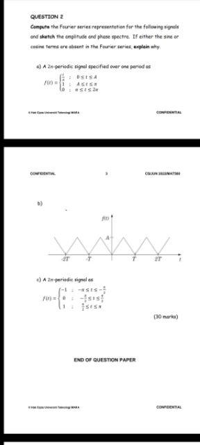 Question Z Compute The Fourier Series Representation For The Following Signals And Sketch The Amplitude And Phase Spectr 1