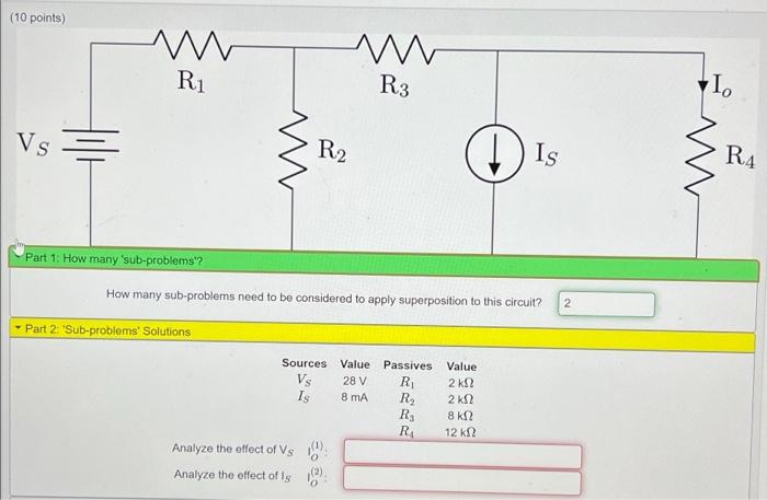 10 Points Vs R Part 1 How Many Sub Problems Part 2 Sub Problems Solutions R Ww R3 How Many Sub Problems Need 1