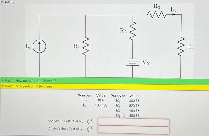 10 Points Is Part 1 How Many Sub Problems Part 2 Sub Problems Solutions R 2 Www Sources Value Vs 18 V Is 100 Ma 1