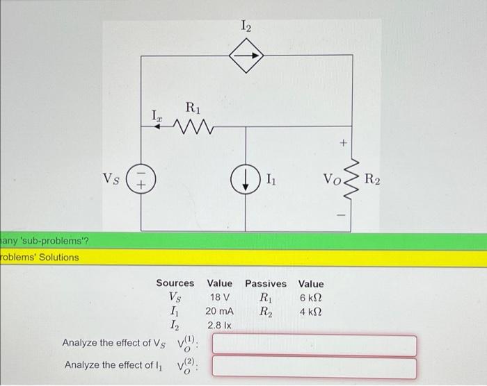 Any Sub Problems Roblems Solutions Vs Iz R Ww Sources Value Vs 18 V I 20 Ma 12 2 8 Lx Analyze The Effect Of Vs Ana 1