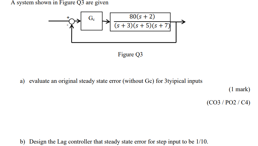 A System Shown In Figure Q3 Are Given Ge 80 S 2 S 3 S 5 S 7 Figure Q3 A Evaluate An Original Steady Stat 1