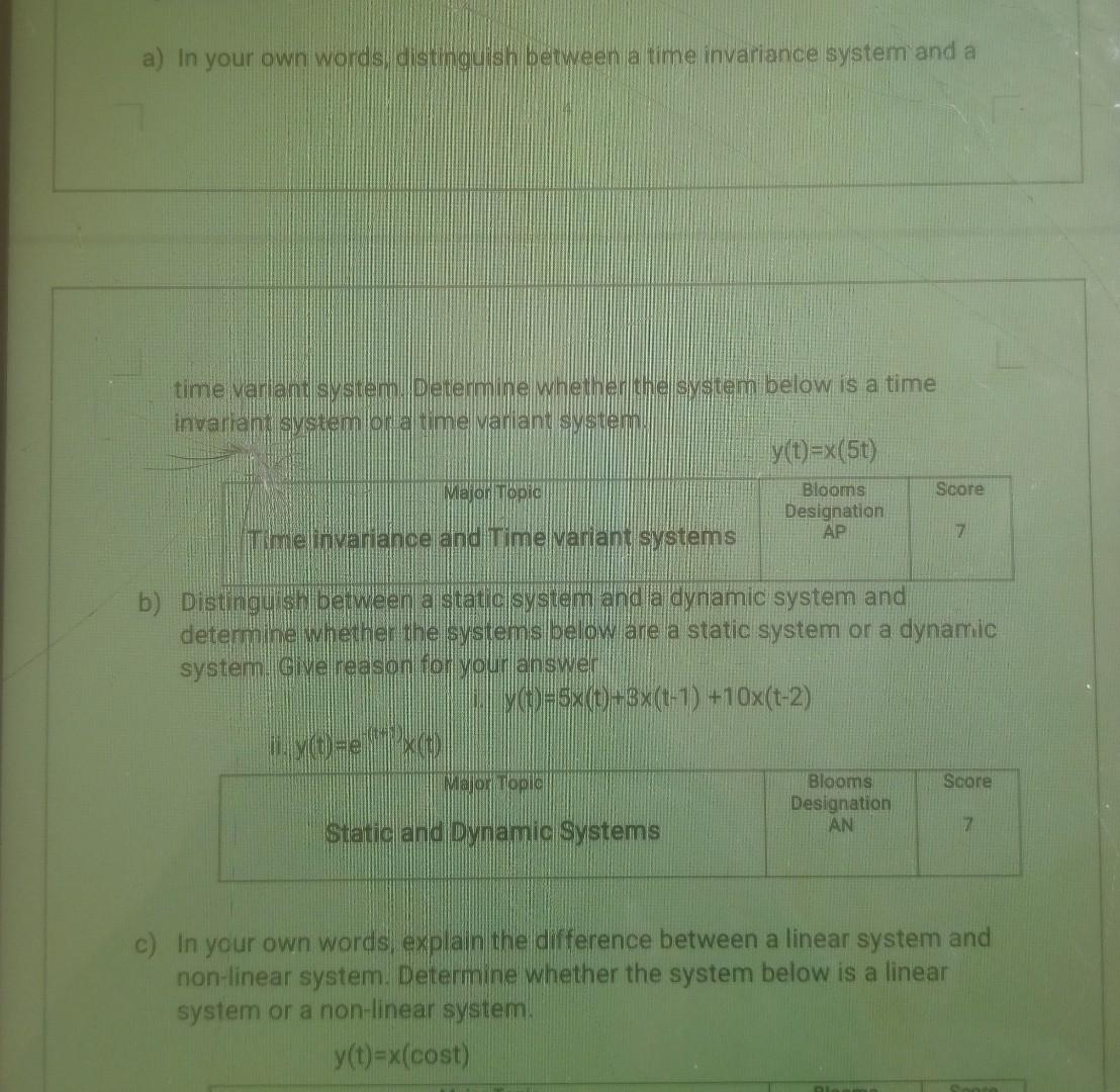 A Determine The Overall Operator H Of A System Whose Output Signal Y N Is Given By Y N 20 X N 1 X N X N 1 Draw I 2