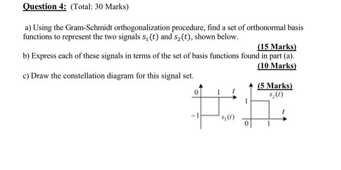 Question 4 Total 30 Marks A Using The Gram Schmidt Orthogonalization Procedure Find A Set Of Orthonormal Basis Fun 1