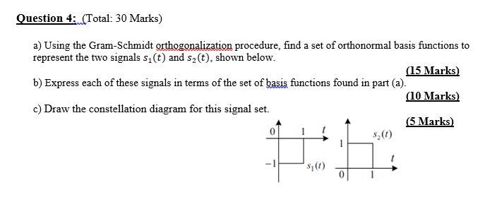Question 4 Total 30 Marks A Using The Gram Schmidt Orthogonalization Procedure Find A Set Of Orthonormal Basis Fun 1