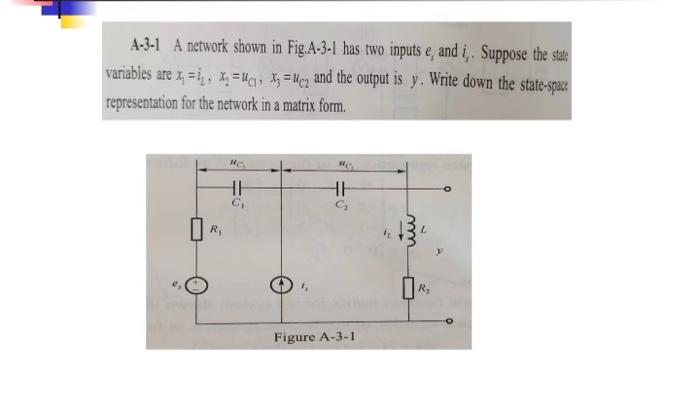 A 3 1 A Network Shown In Fig A 3 1 Has Two Inputs E And I Suppose The State Variables Are X X X And The Output Is 1