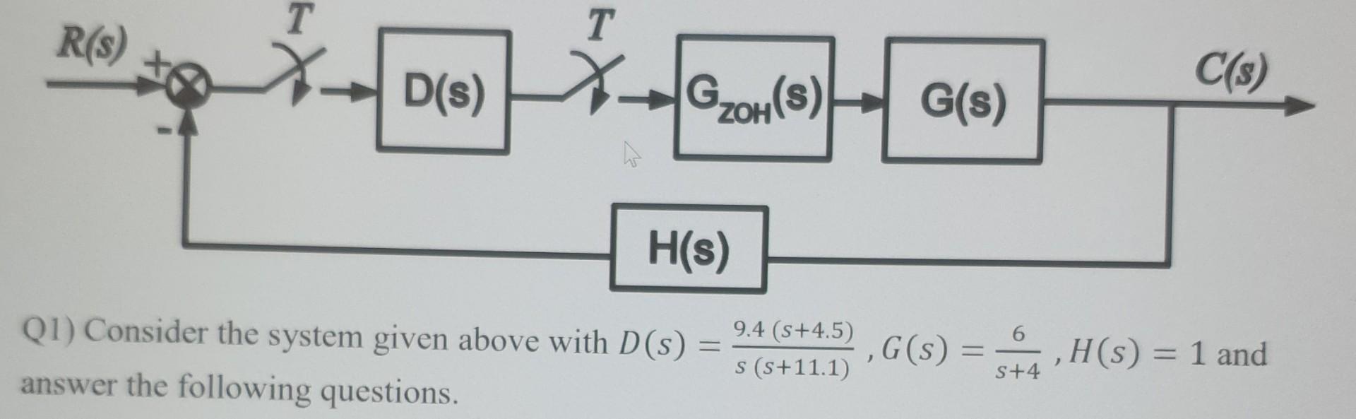 R S T D S T Gzoh S H S Q1 Consider The System Given Above With D S Answer The Following Questions 9 4 S 4 5 S 1