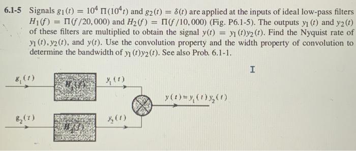 6 1 5 Signals Gi T 104 1 104 And G2 T 8 T Are Applied At The Inputs Of Ideal Low Pass Filters H F F 20 00 1