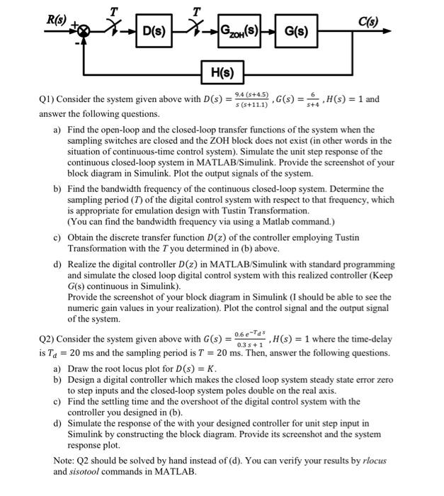 R S T T D S G N 8 G S H S Q1 Consider The System Given Above With D S Answer The Following Questions 9 4 S 4 5 1
