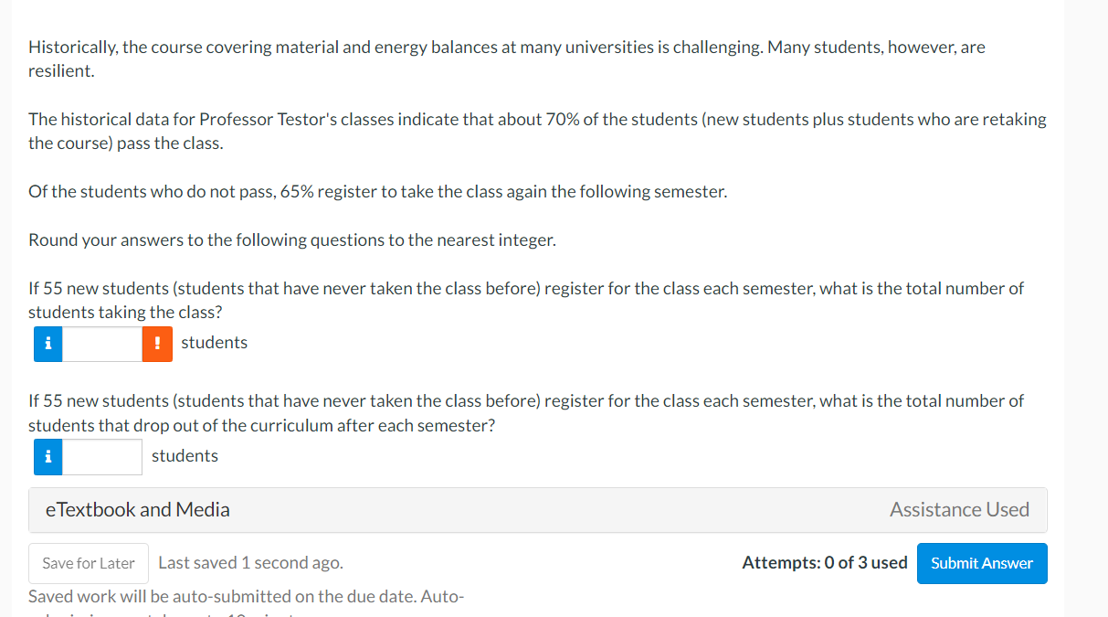 Historically The Course Covering Material And Energy Balances At Many Universities Is Challenging Many Students Howev 1