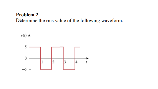 Problem 2 Determine The Rms Value Of The Following Waveform V 1 5 0 I 1 2 3 1