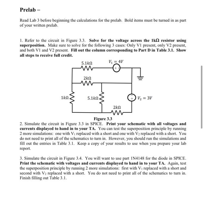 Prelab Read Lab 3 Before Beginning The Calculations For The Prelab Bold Items Must Be Turned In As Part Of Your Writt 1