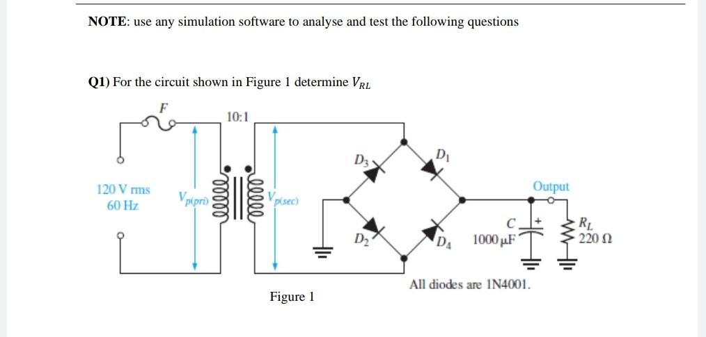 Note Use Any Simulation Software To Analyse And Test The Following Questions Q1 For The Circuit Shown In Figure 1 Dete 1