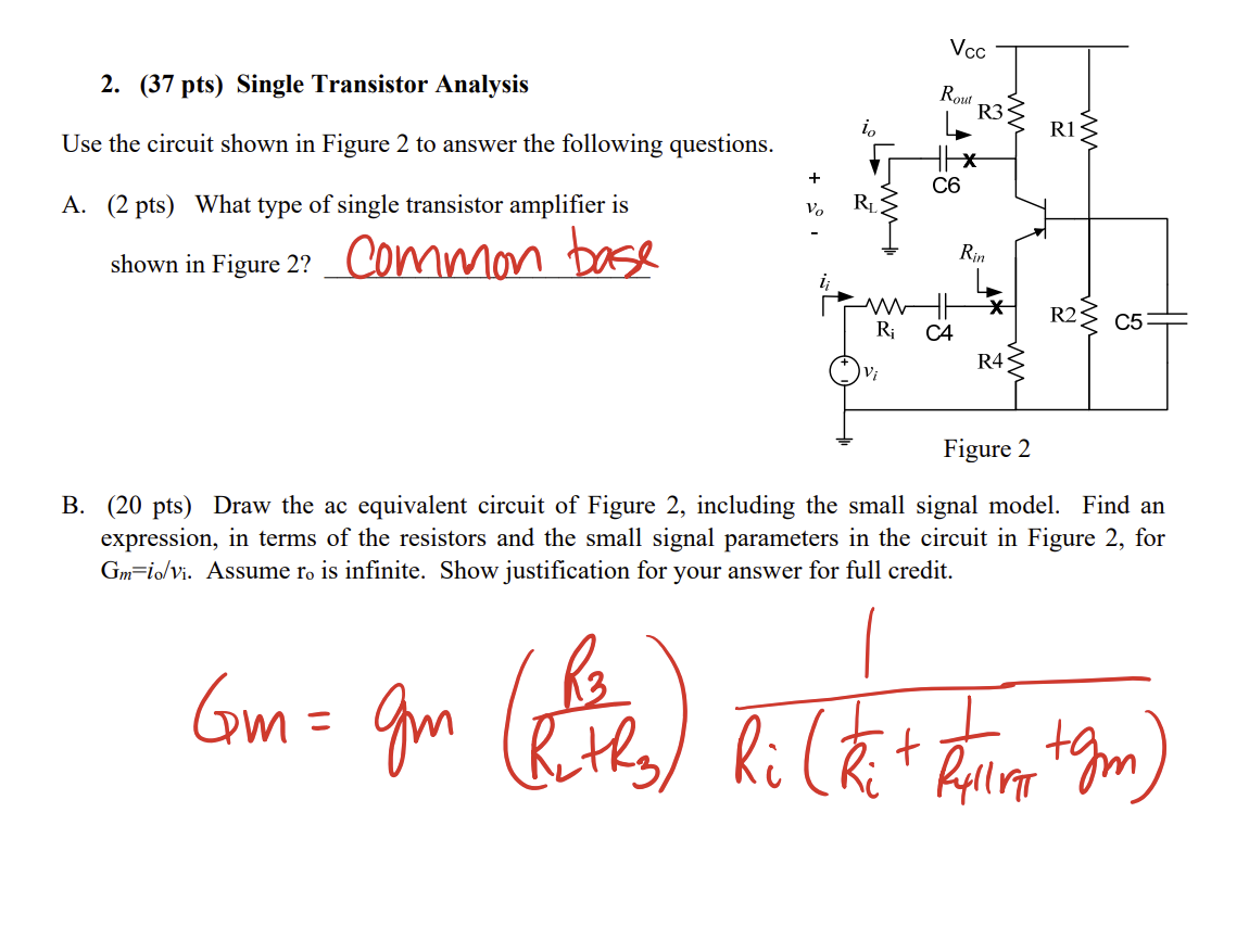 2 37 Pts Single Transistor Analysis Use The Circuit Shown In Figure 2 To Answer The Following Questions A 2 Pts W 1