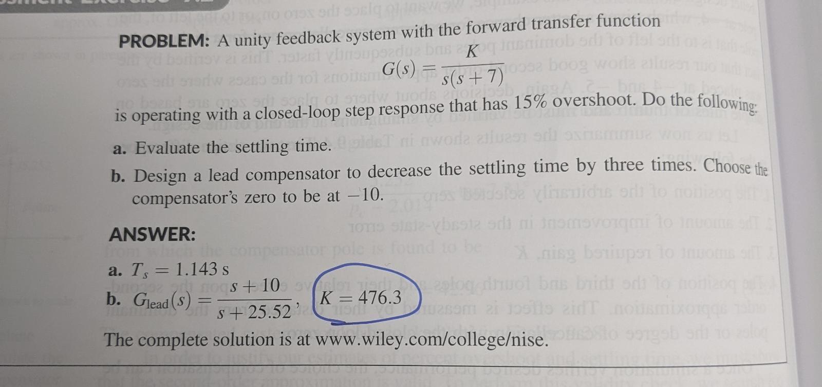 No Di Sq Olarw Problem A Unity Feedback System With The Forward Transfer Function Jotect Yunsuperdua Bas Koq Insaimob S 1