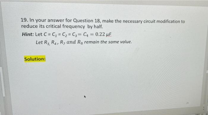 18 Convert The Filter Shown Below To A High Pass With The Same Critical Frequency And Response Characteristic Vin R 3 2