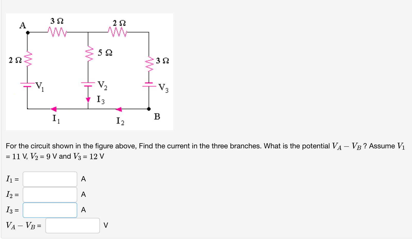 A 252 I I 352 I3 Va Vb I A 252 M A A 522 V I 3 For The Circuit Shown In The Figure Above Find The Current 1