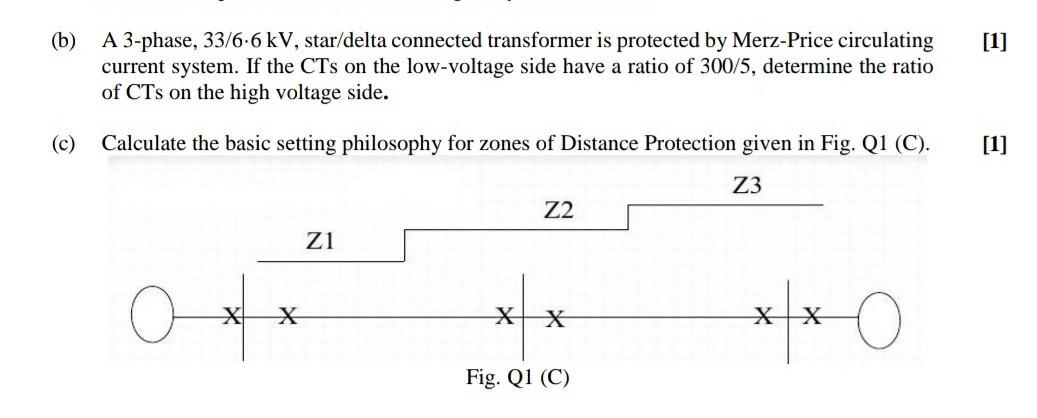 B A 3 Phase 33 6 6 Kv Star Delta Connected Transformer Is Protected By Merz Price Circulating Current System If The 1