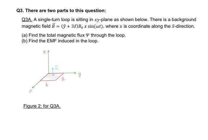 Q3 There Are Two Parts To This Question Q3a A Single Turn Loop Is Sitting In Xy Plane As Shown Below There Is A Back 1