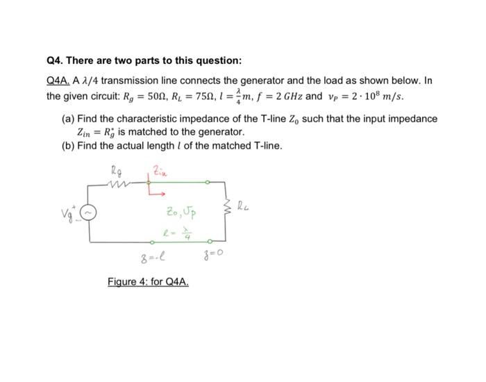 Q4 There Are Two Parts To This Question Q4a A 2 4 Transmission Line Connects The Generator And The Load As Shown Belo 1