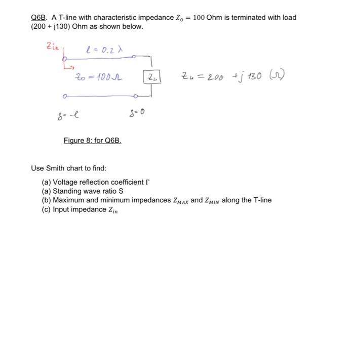 Q6 There Are Two Parts To This Question Q6a A T Line With Characteristic Impedance Zo 50 Ohm Is Terminated With Fou 2