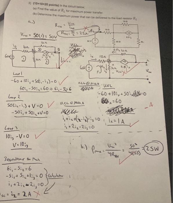 3 10 1020 Points In The Circuit Below A Find The Value Of R For Maximum Power Transfer B Determine The Maximum P 1
