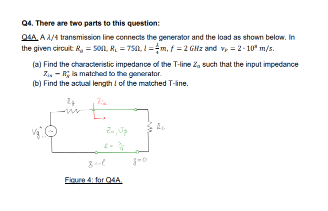 Q4 There Are Two Parts To This Question Q4a A 2 4 Transmission Line Connects The Generator And The Load As Shown Belo 1
