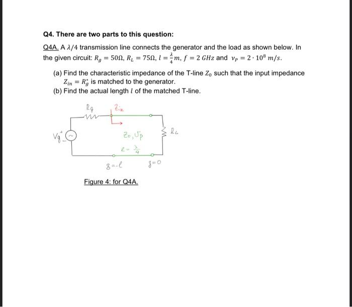 Q4 There Are Two Parts To This Question Q4a A 2 4 Transmission Line Connects The Generator And The Load As Shown Belo 1