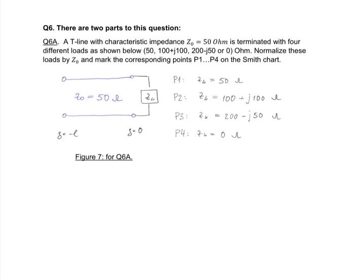 Q6 There Are Two Parts To This Question Q6a A T Line With Characteristic Impedance Z 50 Ohm Is Terminated With Fou 1