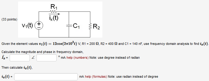 33 Points V T R Ww Ix T Then Calculate Iz T Iz T C Ww R Given The Element Values T 12cos 210 T V R1 1