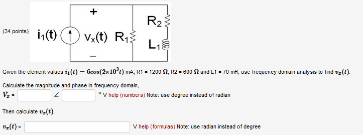 34 Points I T Vx T R 3 Then Calculate Vz T Z T R L 8 Given The Element Values I T 6cos 210 T Ma R1 1 1