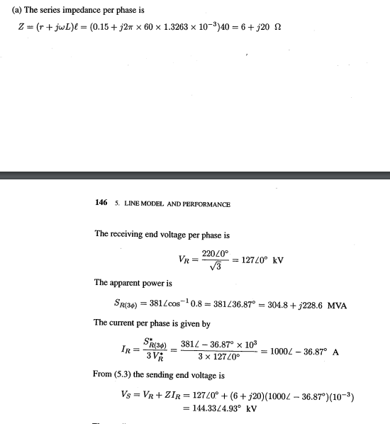 A The Series Impedance Per Phase Is Z R Jwl L 0 15 J2m X 60 1 3263 10 40 6 J20 146 5 Line Model And Pe 1