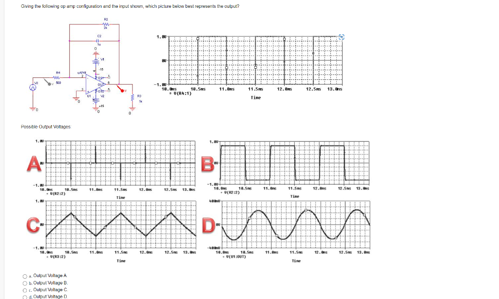 Giving The Following Op Amp Configuration And The Input Shown Which Picture Below Best Represents The Output Fo Possib 1