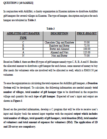 Question 3 40 Marks In Conjunction With Aidilfitri A Charity Organization In Kuantan Initiates To Distribute Aidilfit 1