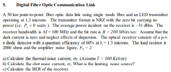 5 Digital Fiber Optic Communication Link A 50 Km Point To Point Fiber Optic Data Link Using Single Mode Fiber And An Le 1