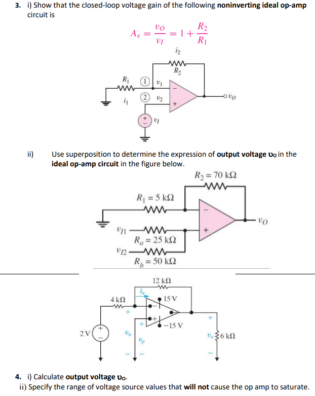 3 I Show That The Closed Loop Voltage Gain Of The Following Noninverting Ideal Op Amp Circuit Is Ii R 2 V M Vii 12 A 1