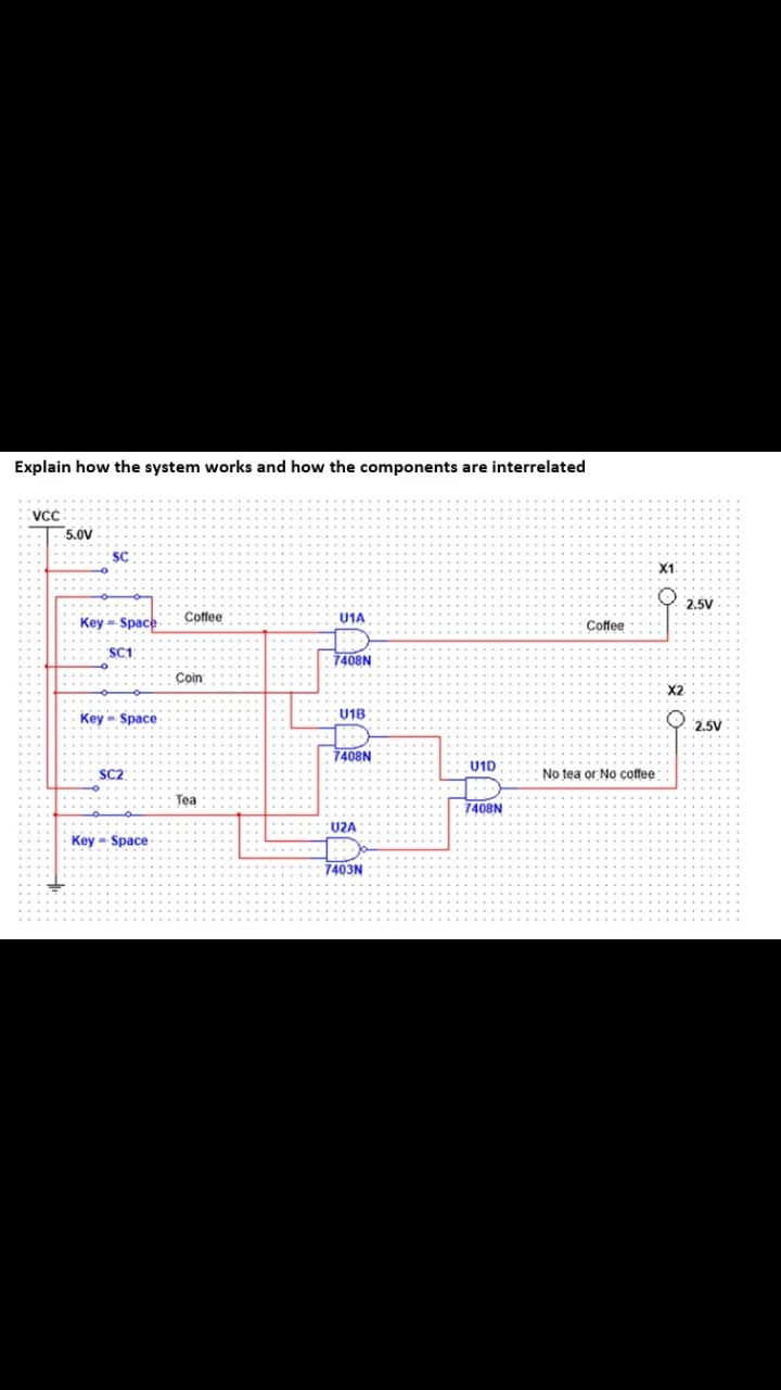 Explain How The System Works And How The Components Are Interrelated Vcc 5 0v C Keyspace Sc1 Keyspace Sc2 Keyspace Co 1